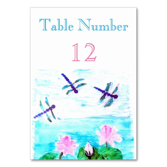 Numeração De Mesa Flores Aquáticas Dragonfly (Frente)