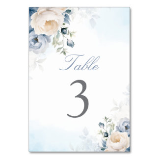Numeração De Mesa Flores Azuis Elegantes, Casamento Floral
