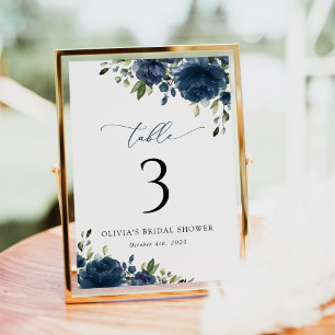 Numeração De Mesa Flores Azuis marinhos, Verde, Boho, Números de Tab