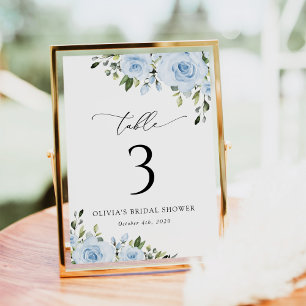 Numeração De Mesa Flores Azuis, Verde, Boho, Números De Mesa