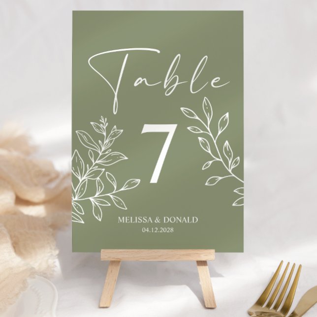 Numeração De Mesa Flores Boho Sage Número de Mesa de Casamento Simpl (Criador carregado)