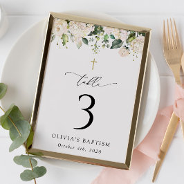 Numeração De Mesa Flores Brancas Creme, Boho, Números de Mesa para B