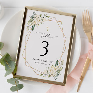 Numeração De Mesa Flores Brancas Creme, Boho, Números de Mesa para B