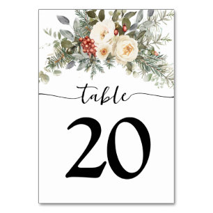 Numeração De Mesa Flores Brancas de Inverno para Casamento com Verdu
