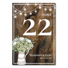 Numeração De Mesa Flores Brancas Rustic Wood Casamento das Luzes