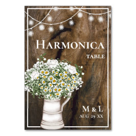 Numeração De Mesa Flores Brancas Rustic Wood Luz Harmonica Casamento
