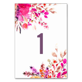 Numeração De Mesa Flores cor-de-rosa em aquarela. Guia floral de cas