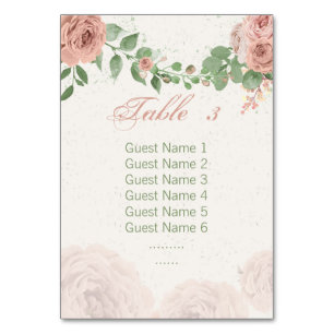 Numeração De Mesa flores cor-de-rosa sábio verde folhas assento gráf
