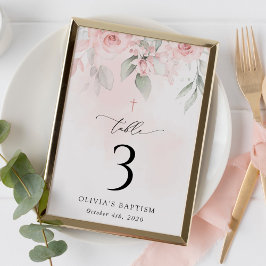 Numeração De Mesa Flores Cor-de-Rosa, Verdura, Números da Mesa de Ba