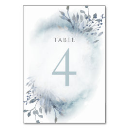 Numeração De Mesa flores de aquarela azul empoeirado Número da Mesa 