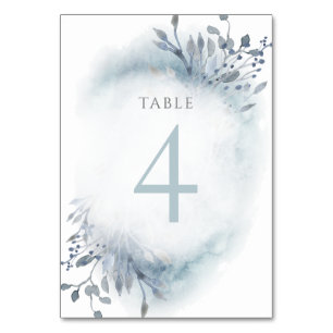 Numeração De Mesa flores de aquarela azul empoeirado Número da Mesa 