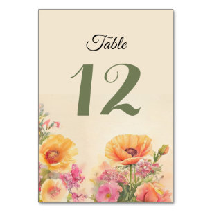 Numeração De Mesa Flores de Aquarela de Springtime
