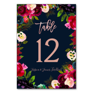 Numeração De Mesa Flores de Aquarela Número da Tabela de Blush de Bo