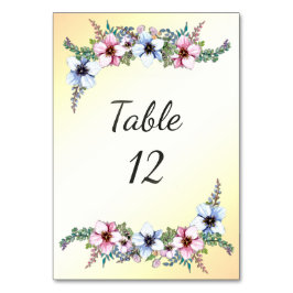 Numeração De Mesa Flores de Aquarela Número de Tabela de Brilho Amar