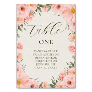 Numeração De Mesa Flores de Aquarela Rosa Número da Tabela de Casame