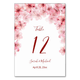 Numeração De Mesa Flores de Cerejeira Rosa Branco Casamento  
