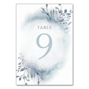 Numeração De Mesa Flores de cor azul-aquosa poeirenta Quadro 9