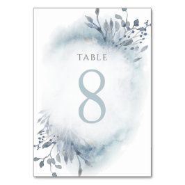 Numeração De Mesa Flores de cor azul-aquosa poeirenta Quadro Número