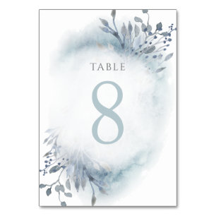 Numeração De Mesa Flores de cor azul-aquosa poeirenta Quadro Número