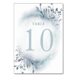 Numeração De Mesa Flores de cor azul-aquosa poeirenta Quadro número