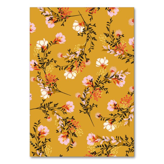 Numeração De Mesa flores de fundo amarelo (Frente)