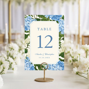 Numeração De Mesa Flores de Hortênsia Azul e Jardim de Rosas Brancas
