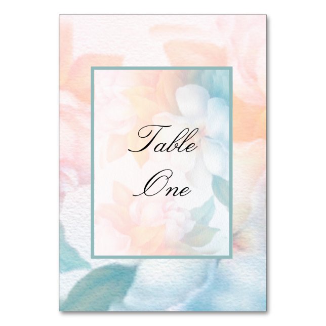 Numeração De Mesa Flores de Pastel de Aquarelas (Frente)