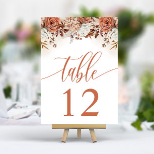 Numeração De Mesa Flores de Terracota Grama de Pampas Casamento