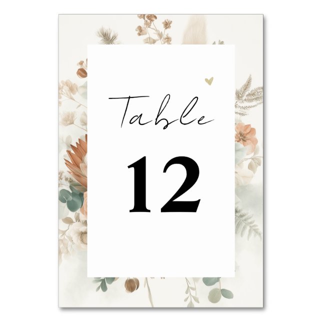 Numeração De Mesa Flores de Terracota Modernas Casamento Tendência (Frente)