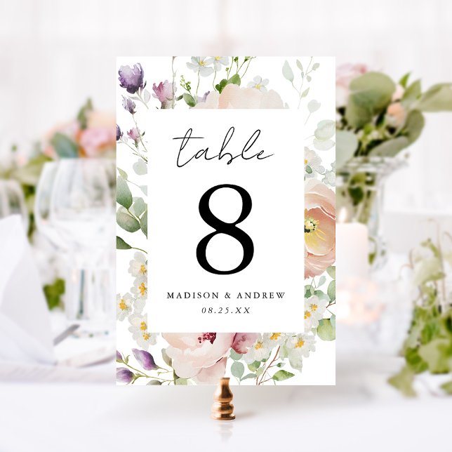 Numeração De Mesa Flores Delicadas de Primavera para Casamento (Criador carregado)