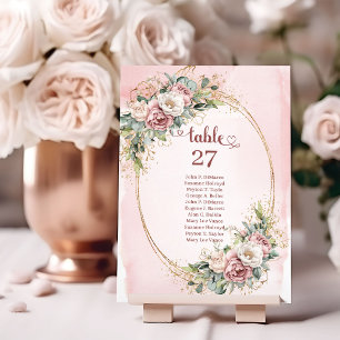 Numeração De Mesa Flores Elegantes em Rosa Poeirento com Eucalipto N