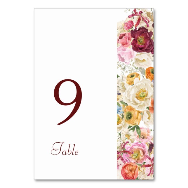 Numeração De Mesa Flores ELEGANTES Número da Mesa (Frente)