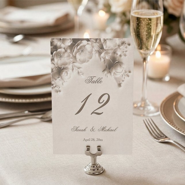 Numeração De Mesa Flores esculpidas em marfim para casamento   (Criador carregado)