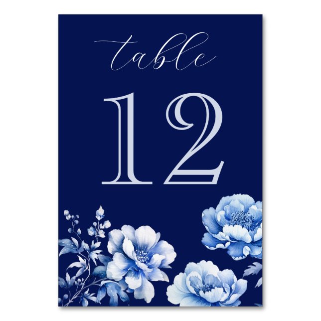 Numeração De Mesa Flores no Número da Tabela Azul (Verso)