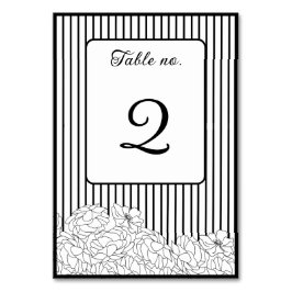 Numeração De Mesa Flores Pretas e Brancas em faixas
