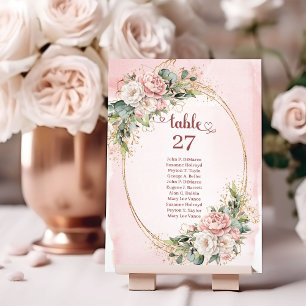 Numeração De Mesa Flores Rosa Bege Suave Brilho Dourado Número da Me