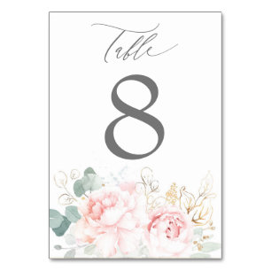 Numeração De Mesa Flores Rosa e Casamento Elegante Verde Dourado