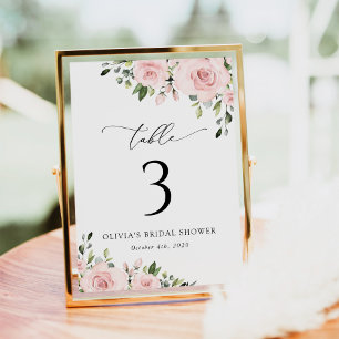 Numeração De Mesa Flores Rosadas, Flores Cor-de-Rosa, Boho, Números 