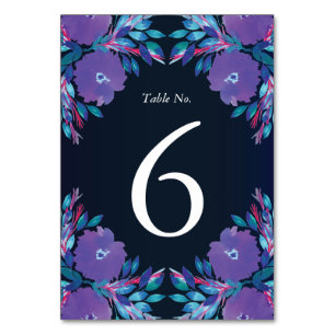 Numeração De Mesa Flores Roxas Número da Tabela Pintada