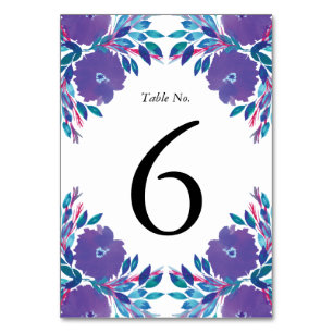 Numeração De Mesa Flores Roxas Número da Tabela Pintada