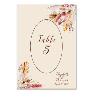 Numeração De Mesa Flores Secas Pampas Casamento BOHO 