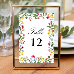 Numeração De Mesa Flores Selvagens Coloridas Elegantes Caligrafia de