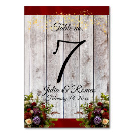 Numeração De Mesa Flores selvagens, Fita e Luzes - Vermelho