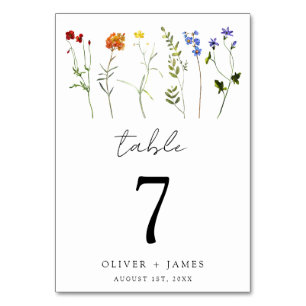 Numeração De Mesa Flores Selvagens Mínimas LGBTQ Orgulho Gay Casamen