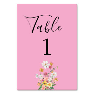Numeração De Mesa Flores Silvestres Aniversário Rosa