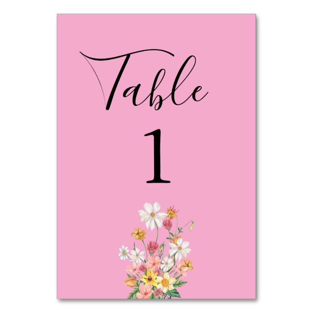Numeração De Mesa Flores Silvestres Aniversário Rosa (Frente)