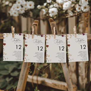 Numeração De Mesa Flores Silvestres Românticas Carta de Assentos Mar