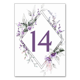 Numeração De Mesa Flores Silvestres Roxas Verdejante Casamento Flora