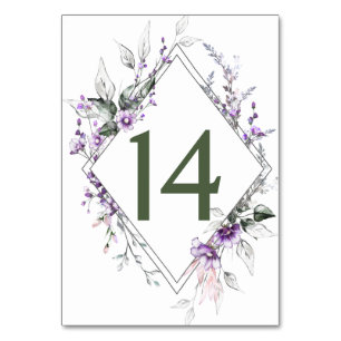 Numeração De Mesa Flores Silvestres Roxas Verdejante Floral Casament