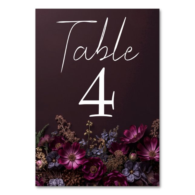 Numeração De Mesa Flores Silvestres Sombrios Florais Casamento de Ou (Frente)